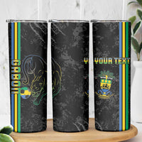 Custom Gabon Football Skinny Tumbler Go Les Pantheres - Black Ver