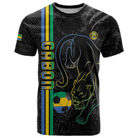 Custom Gabon Football T Shirt Go Les Pantheres - Black Ver