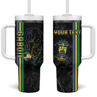 Custom Gabon Football Tumbler With Handle Go Les Pantheres - Black Ver