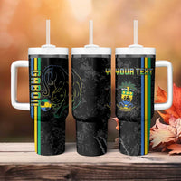 Custom Gabon Football Tumbler With Handle Go Les Pantheres - Black Ver