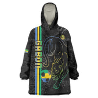 Custom Gabon Football Wearable Blanket Hoodie Go Les Pantheres - Black Ver