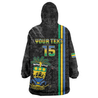 Custom Gabon Football Wearable Blanket Hoodie Go Les Pantheres - Black Ver