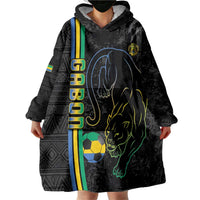 Custom Gabon Football Wearable Blanket Hoodie Go Les Pantheres - Black Ver