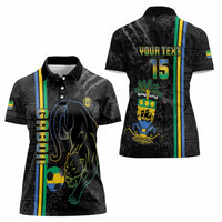 Custom Gabon Football Women Polo Shirt Go Les Pantheres - Black Ver