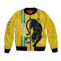 Custom Gabon Football Bomber Jacket Go Les Pantheres - Yellow Ver