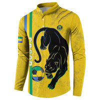 Custom Gabon Football Button Sweatshirt Go Les Pantheres - Yellow Ver