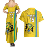 Custom Gabon Football Couples Matching Summer Maxi Dress and Hawaiian Shirt Go Les Pantheres - Yellow Ver