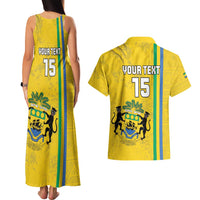 Custom Gabon Football Couples Matching Tank Maxi Dress and Hawaiian Shirt Go Les Pantheres - Yellow Ver