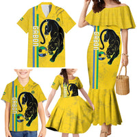 Custom Gabon Football Family Matching Mermaid Dress and Hawaiian Shirt Go Les Pantheres - Yellow Ver