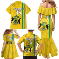 Custom Gabon Football Family Matching Mermaid Dress and Hawaiian Shirt Go Les Pantheres - Yellow Ver