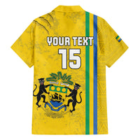 Custom Gabon Football Family Matching Off The Shoulder Long Sleeve Dress and Hawaiian Shirt Go Les Pantheres - Yellow Ver