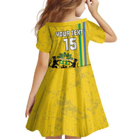 Custom Gabon Football Family Matching Off Shoulder Maxi Dress and Hawaiian Shirt Go Les Pantheres - Yellow Ver