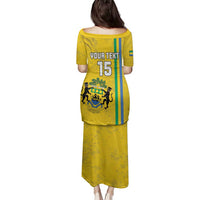 Custom Gabon Football Family Matching Puletasi and Hawaiian Shirt Go Les Pantheres - Yellow Ver