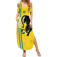 Custom Gabon Football Family Matching Summer Maxi Dress and Hawaiian Shirt Go Les Pantheres - Yellow Ver