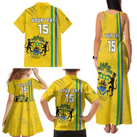 Custom Gabon Football Family Matching Tank Maxi Dress and Hawaiian Shirt Go Les Pantheres - Yellow Ver