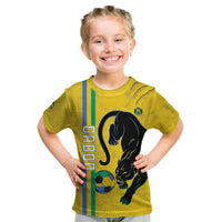 Custom Gabon Football Kid T Shirt Go Les Pantheres - Yellow Ver