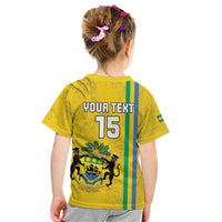 Custom Gabon Football Kid T Shirt Go Les Pantheres - Yellow Ver