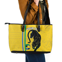 Custom Gabon Football Leather Tote Bag Go Les Pantheres - Yellow Ver