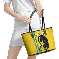 Custom Gabon Football Leather Tote Bag Go Les Pantheres - Yellow Ver