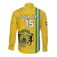 Custom Gabon Football Long Sleeve Button Shirt Go Les Pantheres - Yellow Ver