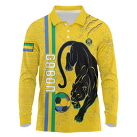 Custom Gabon Football Long Sleeve Polo Shirt Go Les Pantheres - Yellow Ver