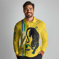 Custom Gabon Football Long Sleeve Polo Shirt Go Les Pantheres - Yellow Ver