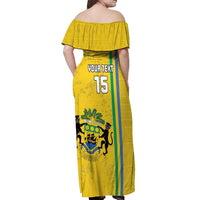 Custom Gabon Football Off Shoulder Maxi Dress Go Les Pantheres - Yellow Ver