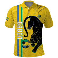 Custom Gabon Football Polo Shirt Go Les Pantheres - Yellow Ver