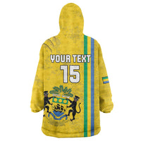 Custom Gabon Football Wearable Blanket Hoodie Go Les Pantheres - Yellow Ver