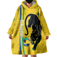 Custom Gabon Football Wearable Blanket Hoodie Go Les Pantheres - Yellow Ver