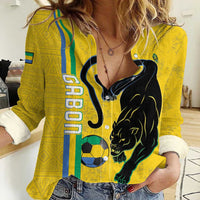 Custom Gabon Football Women Casual Shirt Go Les Pantheres - Yellow Ver