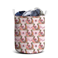 Kentucky Lucky Horseshoe Floral Laundry Basket Vintage Western Pattern