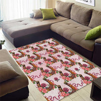 Kentucky Lucky Horseshoe Floral Area Rug Vintage Western Pattern