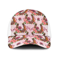 Kentucky Lucky Horseshoe Floral Baseball Net Cap Vintage Western Pattern