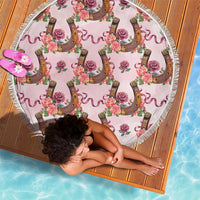Kentucky Lucky Horseshoe Floral Beach Blanket Vintage Western Pattern