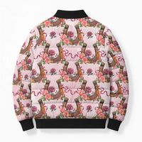 Kentucky Lucky Horseshoe Floral Bomber Puffer Jacket Vintage Western Pattern
