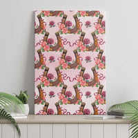 Kentucky Lucky Horseshoe Floral Canvas Wall Art Vintage Western Pattern