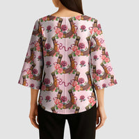 Kentucky Lucky Horseshoe Floral Kimono Sleeve Blouse Vintage Western Pattern
