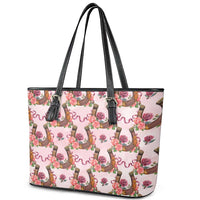 Kentucky Lucky Horseshoe Floral Leather Tote Bag Vintage Western Pattern