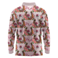 Kentucky Lucky Horseshoe Floral Long Sleeve Polo Shirt Vintage Western Pattern