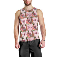 Kentucky Lucky Horseshoe Floral Men Tank Top Vintage Western Pattern