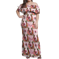 Kentucky Lucky Horseshoe Floral Off Shoulder Maxi Dress Vintage Western Pattern