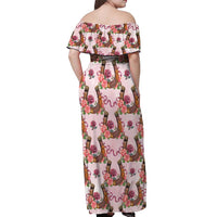Kentucky Lucky Horseshoe Floral Off Shoulder Maxi Dress Vintage Western Pattern