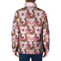 Kentucky Lucky Horseshoe Floral Padded Jacket Vintage Western Pattern
