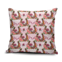Kentucky Lucky Horseshoe Floral Pillow Cover Vintage Western Pattern