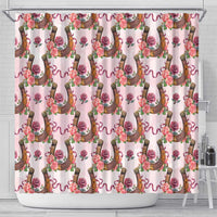 Kentucky Lucky Horseshoe Floral Shower Curtain Vintage Western Pattern