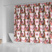 Kentucky Lucky Horseshoe Floral Shower Curtain Vintage Western Pattern