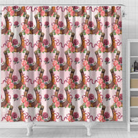 Kentucky Lucky Horseshoe Floral Shower Curtain Vintage Western Pattern