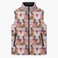 Kentucky Lucky Horseshoe Floral Sleeveless Puffer Jacket Vintage Western Pattern