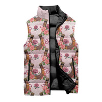 Kentucky Lucky Horseshoe Floral Sleeveless Puffer Jacket Vintage Western Pattern